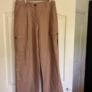 🌾 Loft Linen Blend Pants – Size 10 – Mocha Brown Neutral